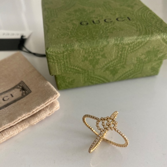 NIB Gucci 18K Diamond GG Running X Ring Size 6 - Picture 7 of 7